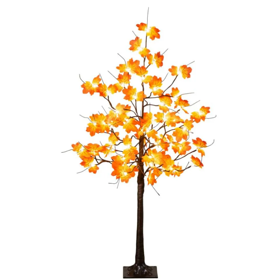 4ft. Pre-Lit Minimalist Autumn Maple Artificial Fall Tree with 56 Warm White LED Lights