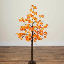 4ft. Pre-Lit Minimalist Autumn Maple Artificial Fall Tree with 56 Warm White LED Lights