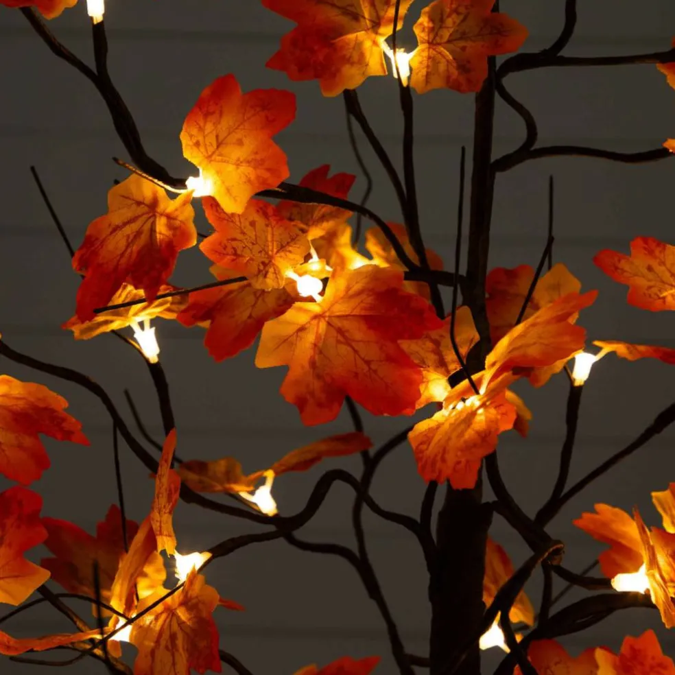 4ft. Pre-Lit Minimalist Autumn Maple Artificial Fall Tree with 56 Warm White LED Lights