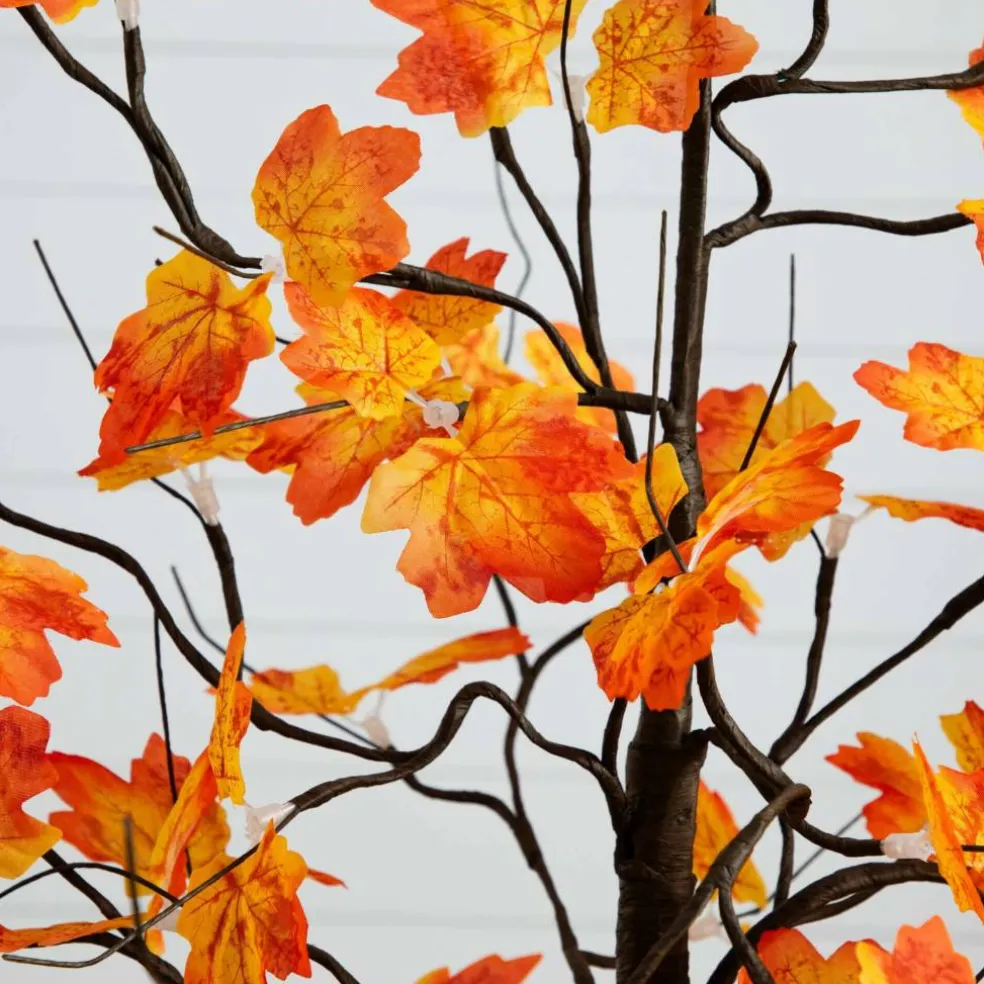 4ft. Pre-Lit Minimalist Autumn Maple Artificial Fall Tree with 56 Warm White LED Lights