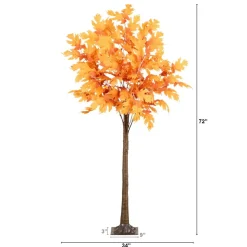 6ft. Pre-Lit Orange Autumn Maple Artificial Fall Tree
