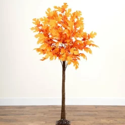 6ft. Pre-Lit Orange Autumn Maple Artificial Fall Tree