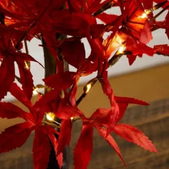 2ft. Pre-Lit Red Autumn Maple Artificial Fall Tree with 50 Warm White LED Lights and Detachable Base