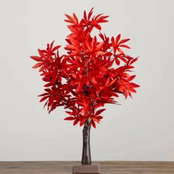 2ft. Pre-Lit Red Autumn Maple Artificial Fall Tree with 50 Warm White LED Lights and Detachable Base