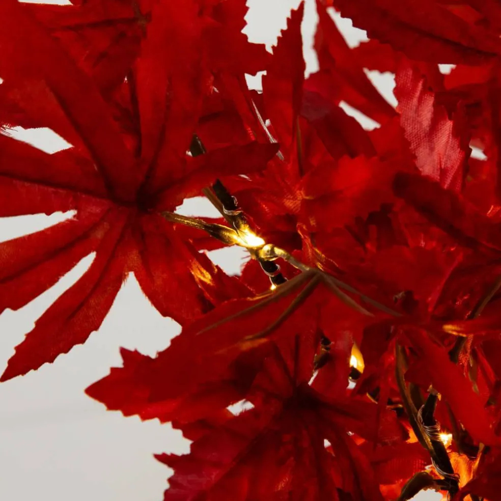 2ft. Pre-Lit Red Autumn Maple Artificial Fall Tree with 50 Warm White LED Lights and Detachable Base