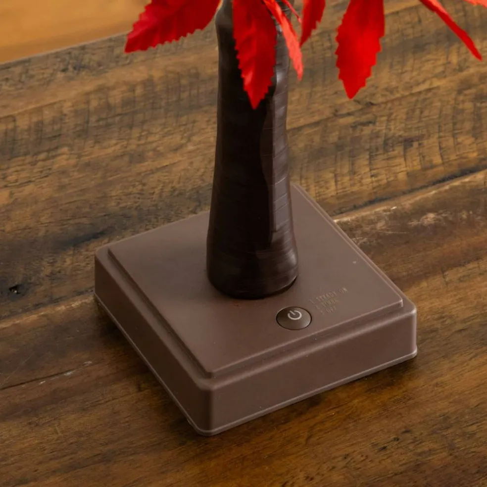 2ft. Pre-Lit Red Autumn Maple Artificial Fall Tree with 50 Warm White LED Lights and Detachable Base