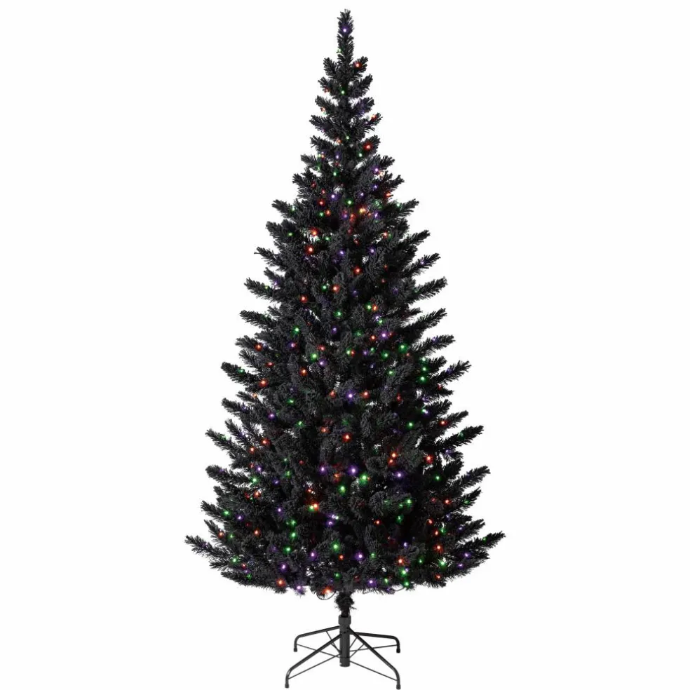 7.5ft. Pre-Lit Spooky Flocked Halloween Tree, Color Changing LED Lights by Ashland®