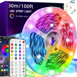 100ft Smart LED Strip Lights for Bedroom RGB LED Lights with App and Remote Control