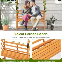 6.5 FT Tall Patio Garden Arbor with Pergola and 2-Seat Bench for Garden Backyard Decoration