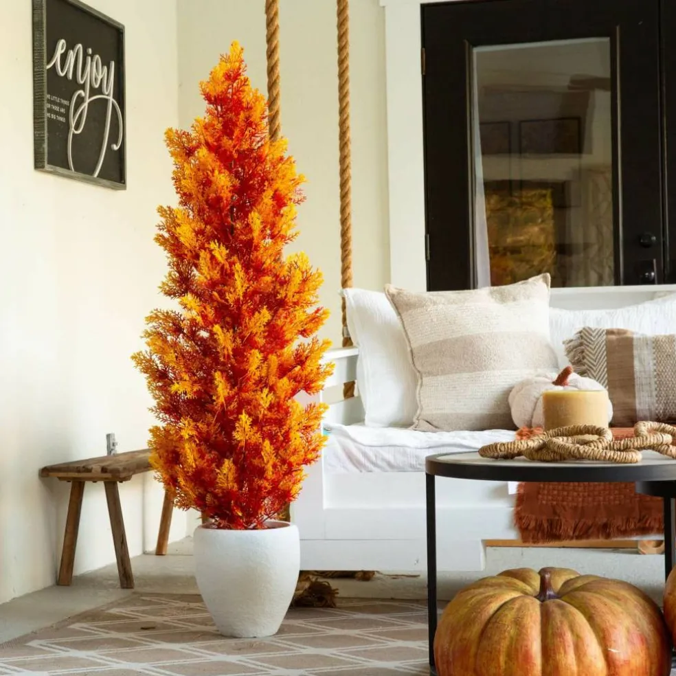 5ft. UV Resistant Autumn Artificial Fall Cedar Tree (Indoor/Outdoor)