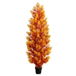 5ft. UV Resistant Autumn Artificial Fall Cedar Tree (Indoor/Outdoor)