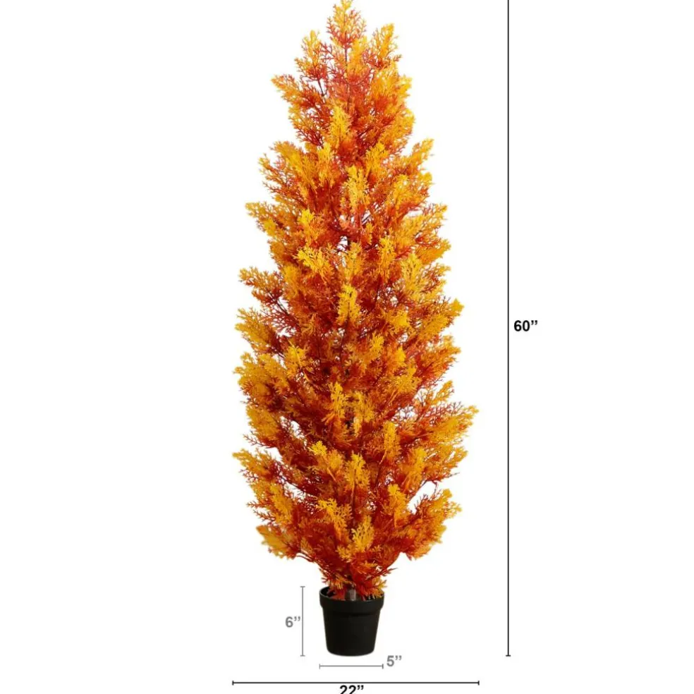 5ft. UV Resistant Autumn Artificial Fall Cedar Tree (Indoor/Outdoor)