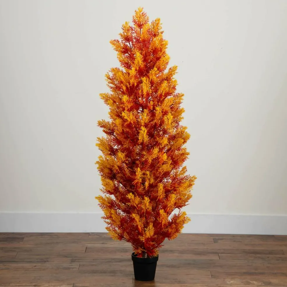 5ft. UV Resistant Autumn Artificial Fall Cedar Tree (Indoor/Outdoor)