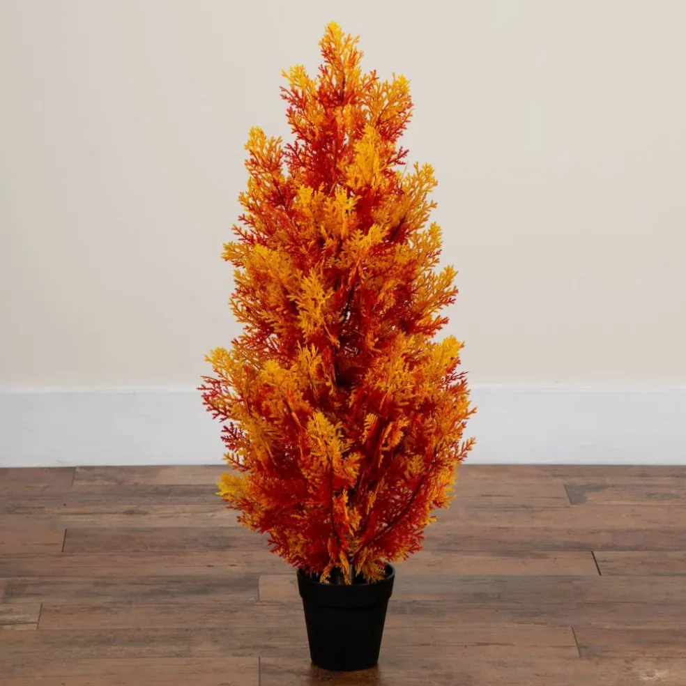 3ft. UV Resistant Autumn Artificial Fall Cedar Tree (Indoor/Outdoor)