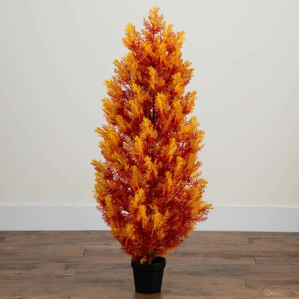 4ft. UV Resistant Autumn Artificial Fall Cedar Tree (Indoor/Outdoor)