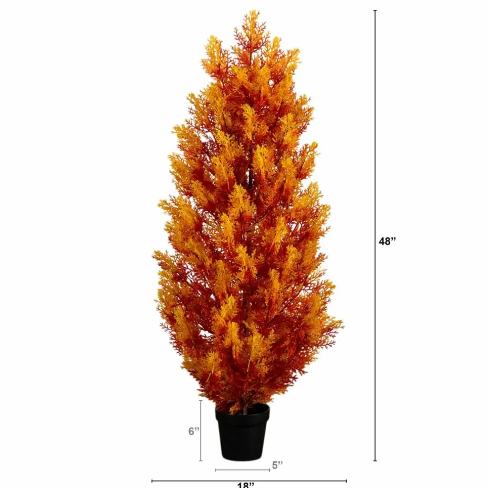 4ft. UV Resistant Autumn Artificial Fall Cedar Tree (Indoor/Outdoor)