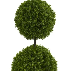 4ft. UV Resistant Boxwood Double Ball Topiary Artificial Tree in Oval Planter