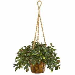 2.5ft. UV Resistant Mini Melon Artificial Plant in Hanging Basket