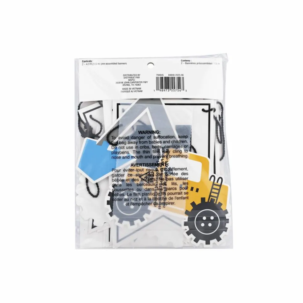 5ft. White Happy Birthday Construction Banner Set by Celebrate It™