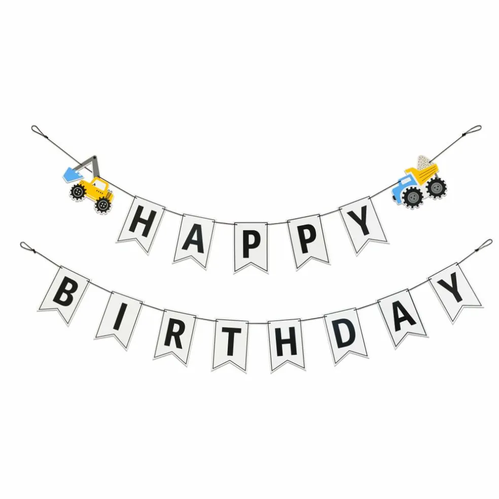 5ft. White Happy Birthday Construction Banner Set by Celebrate It™