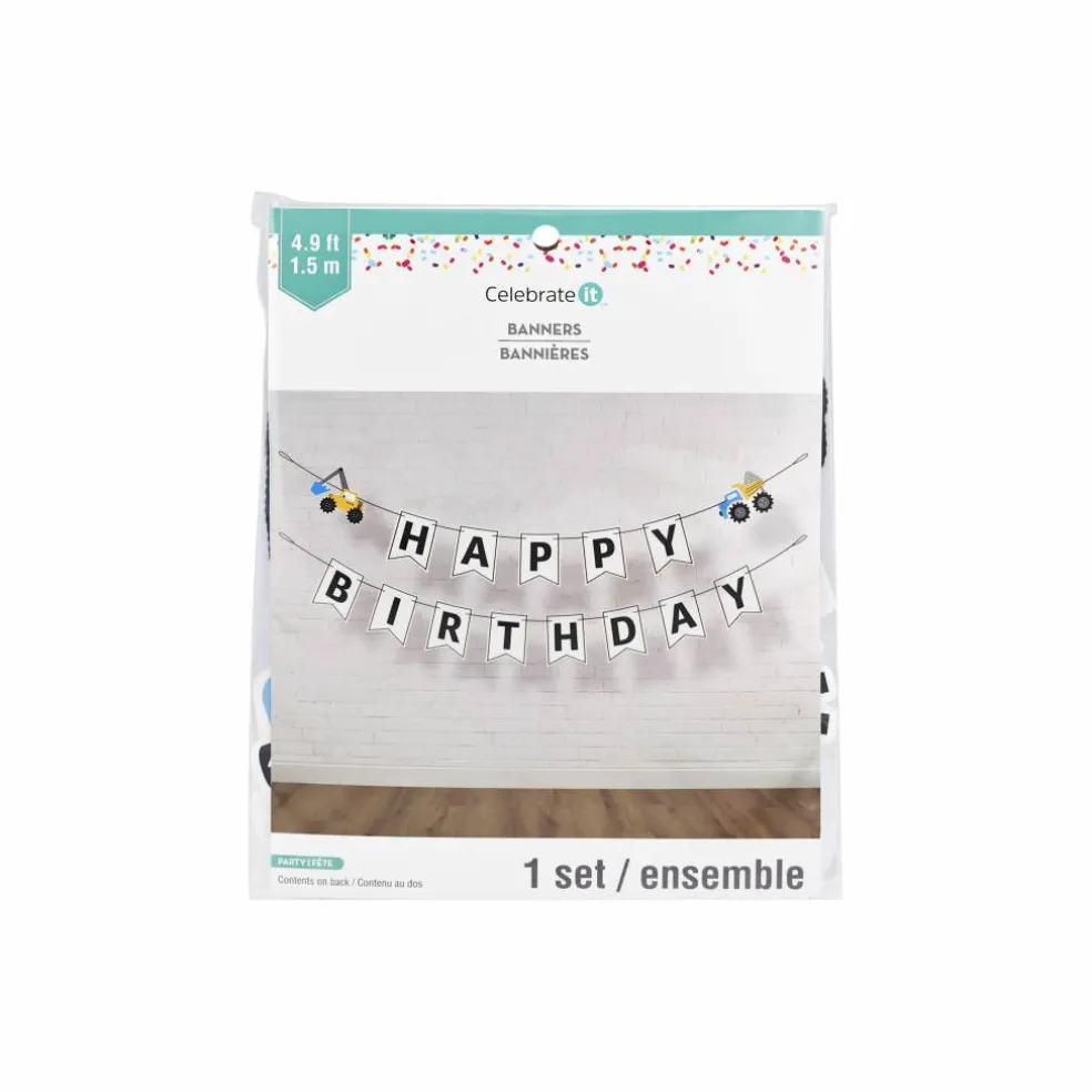 5ft. White Happy Birthday Construction Banner Set by Celebrate It™
