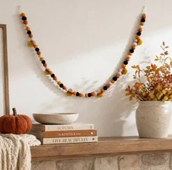 6ft. Wool Candy Corn & Pom Pom Garland by Ashland®