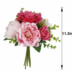 11.5" Fuchsia & Pink Peony & Rose Bouquet by Ashland®