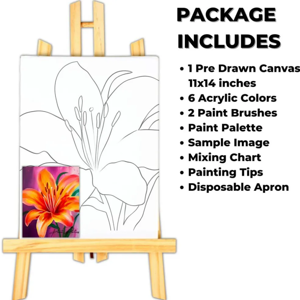 "Full Bloom" DIY Canvas Art Kit, Adult Beginner, Acrylic Paint Size 11x14 inch
