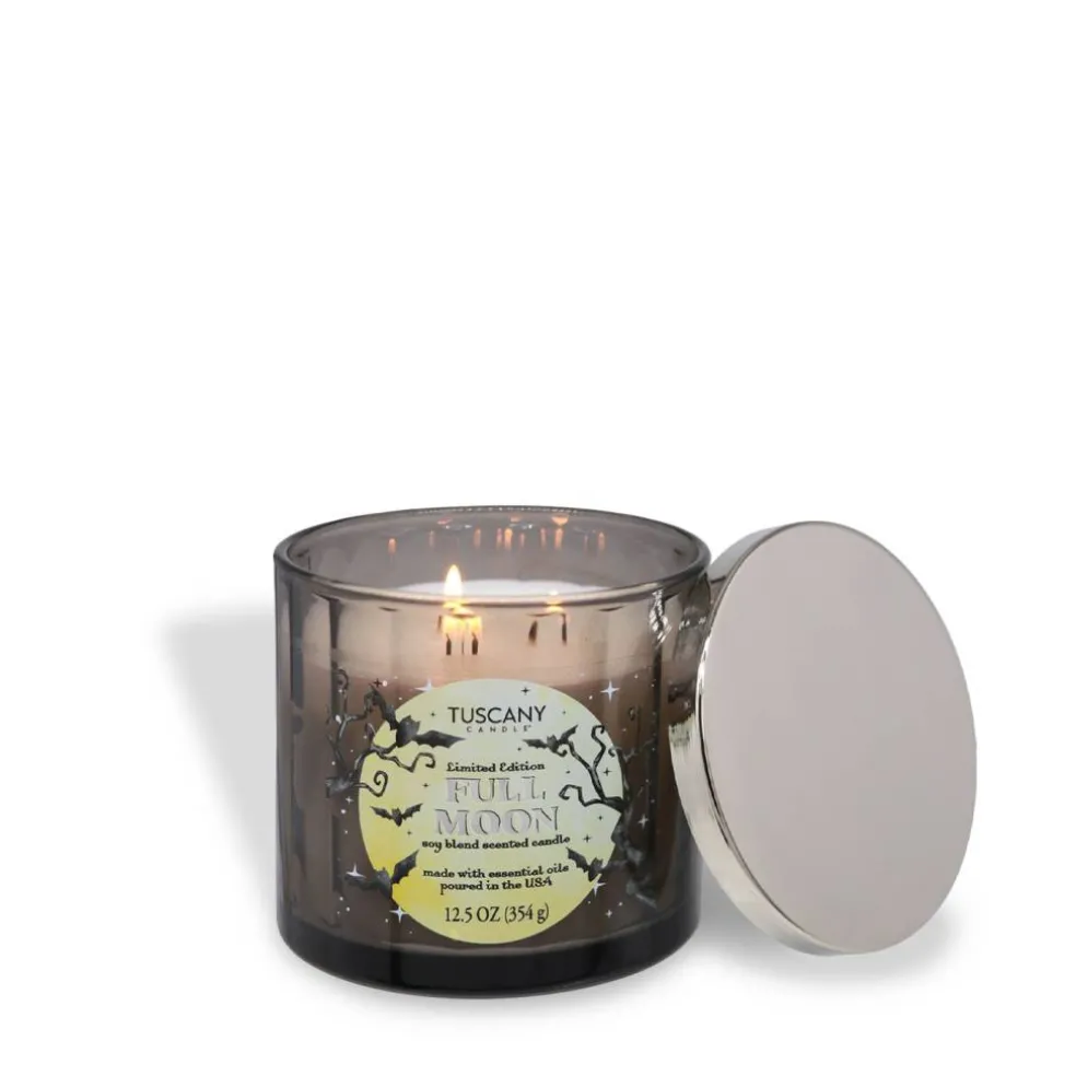 Full Moon: Black Timber & Red Cherry Scented Halloween Candle (12.5 oz)