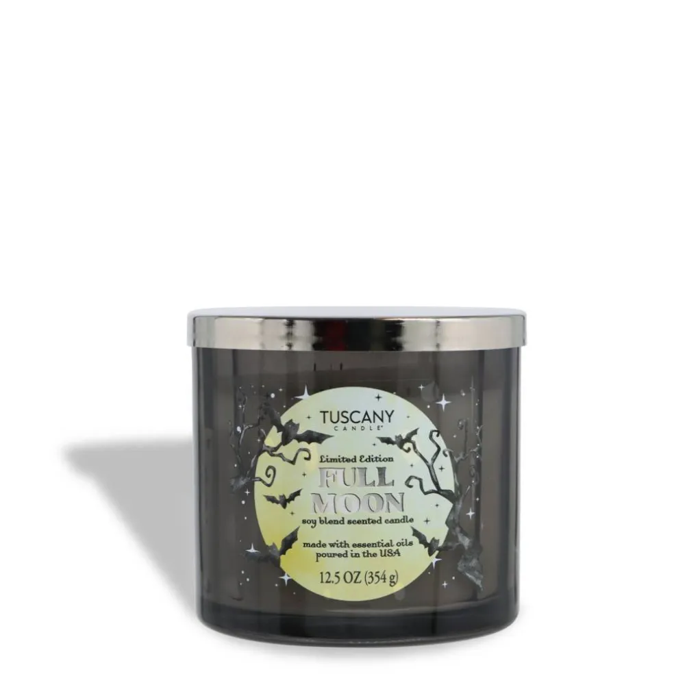 Full Moon: Black Timber & Red Cherry Scented Halloween Candle (12.5 oz)