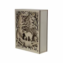 8.75" Full Moon Cat Shadow Box DIY LED Wood Décor by Make Market®