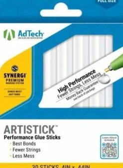 Full-Size Artistick High Performance Hot Glue Sticks - 30 Sticks, Hi-Temp, Strong Bonding for Crafts, Repairs, and DIY Projects
