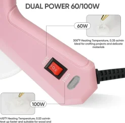 Full Size Hot Glue Gun with 60/100W Dual Power and 21 Hot Glue Sticks (7/16"), Fast Preheating Heavy Duty Industrial Gluegun with Storage Case for Crafting, DIY and Repairs (Pink)