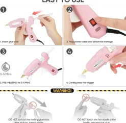 Full Size Hot Glue Gun with 60/100W Dual Power and 21 Hot Glue Sticks (7/16"), Fast Preheating Heavy Duty Industrial Gluegun with Storage Case for Crafting, DIY and Repairs (Pink)