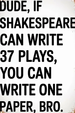 Funny Shakespeare Inspirational Tin Sign – 8x12 Inch Vintage Metal Wall Decor – Humorous Classroom & Study Room Sign for Teachers & Students – Retro Home, Office, Library & Dorm Wall Art Gift