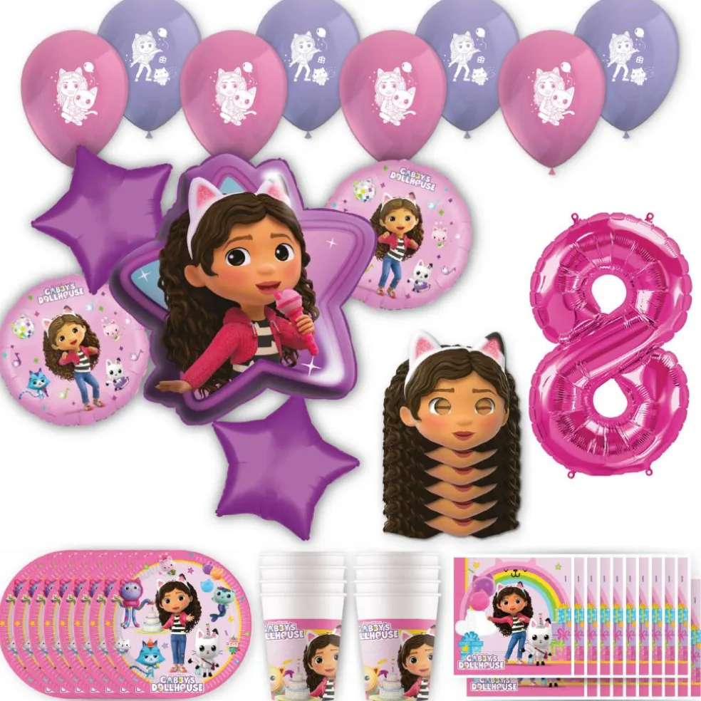 Gabby's Dollhouse Birthday Party Kit with Number