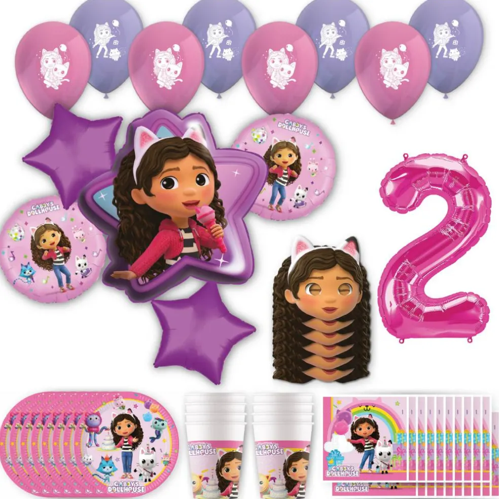 Gabby's Dollhouse Birthday Party Kit with Number