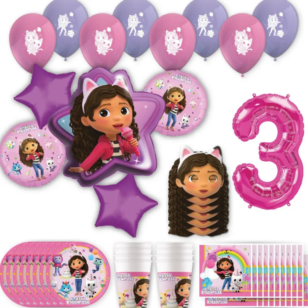 Gabby's Dollhouse Birthday Party Kit with Number