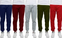 Galaxy by Harvic Fleece-Lined Men's Jogger Sweatpants 5 Pack