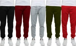 Galaxy by Harvic Fleece-Lined Men's Jogger Sweatpants 5 Pack