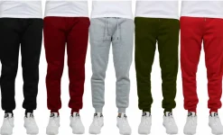 Galaxy by Harvic Fleece-Lined Men's Jogger Sweatpants 5 Pack