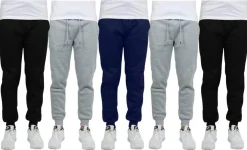 Galaxy by Harvic Fleece-Lined Men's Jogger Sweatpants 5 Pack
