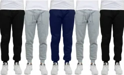 Galaxy by Harvic Fleece-Lined Men's Jogger Sweatpants 5 Pack