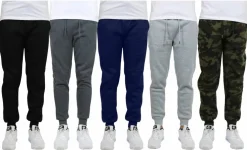 Galaxy by Harvic Fleece-Lined Men's Jogger Sweatpants 5 Pack