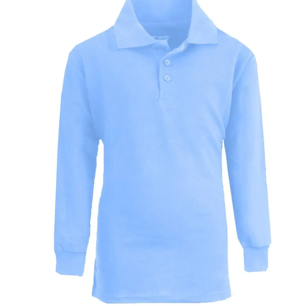 Galaxy by Harvic Long Sleeve Boy's School Uniform Pique Polo Shirt