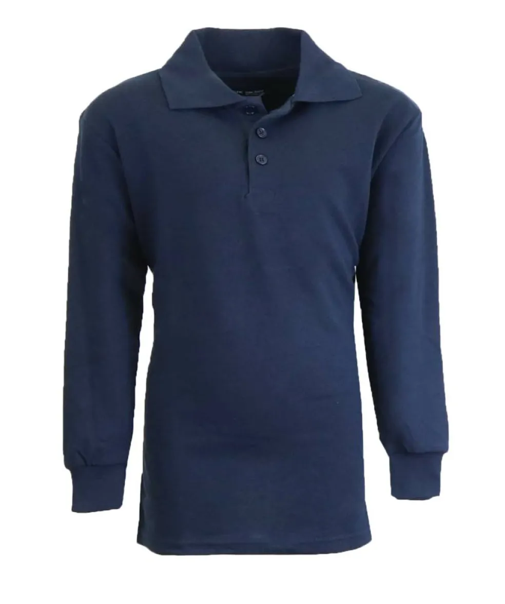 Galaxy by Harvic Long Sleeve Boy's School Uniform Pique Polo Shirt