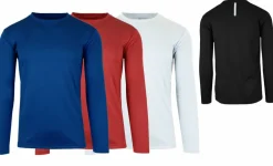 Galaxy by Harvic Long Sleeve Moisture-Wicking Performance Crew Neck Men's T-Shirt 3 Pack