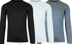 Galaxy by Harvic Long Sleeve Moisture-Wicking Performance Crew Neck Men's T-Shirt 3 Pack