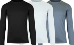 Galaxy by Harvic Long Sleeve Moisture-Wicking Performance Crew Neck Men's T-Shirt 3 Pack