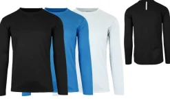 Galaxy by Harvic Long Sleeve Moisture-Wicking Performance Crew Neck Men's T-Shirt 3 Pack